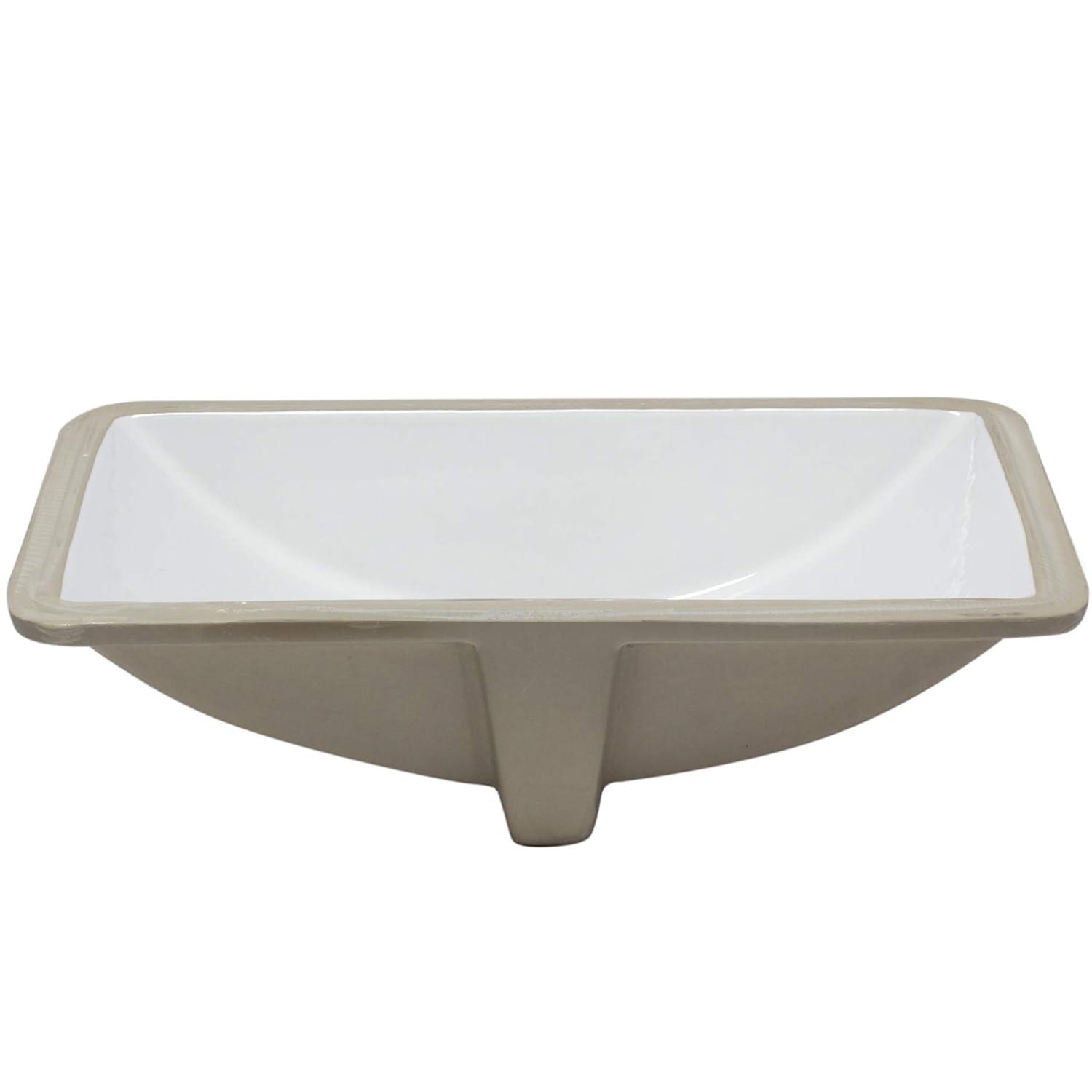 Novatto NP-U193902 Novatto 18.25'' White Porcelain Rectangular Bathroom Sink with Overflow