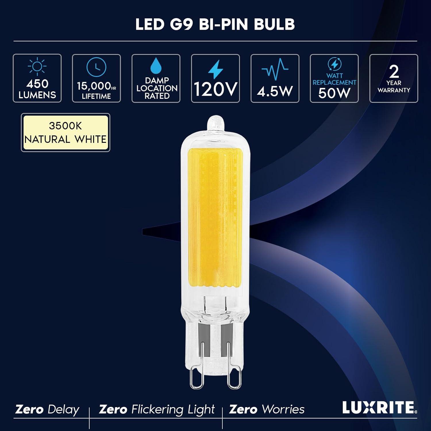Luxrite LR24692-5PK 50 Watt Equivalent T4 G9/Bi-pin Dimmable LED Bulb