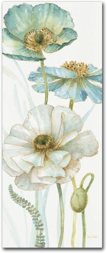 Lisa Audit Blue and White Floral Canvas Art 14x32