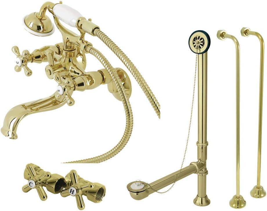 Polished Brass Vintage Clawfoot Tub Faucet Package with Hand Shower