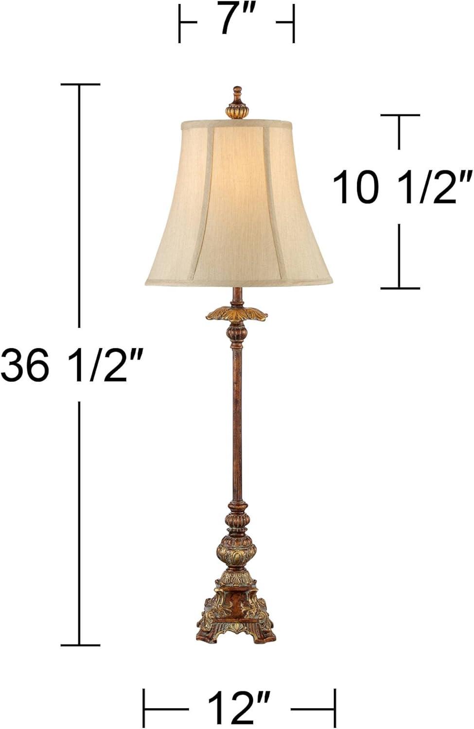 Regency Hill Juliette 36 1/2" Tall Skinny Large Buffet Traditional End Table Lamps Set of 2 Brown Light Bronze Finish Living Room Bedroom Bedside