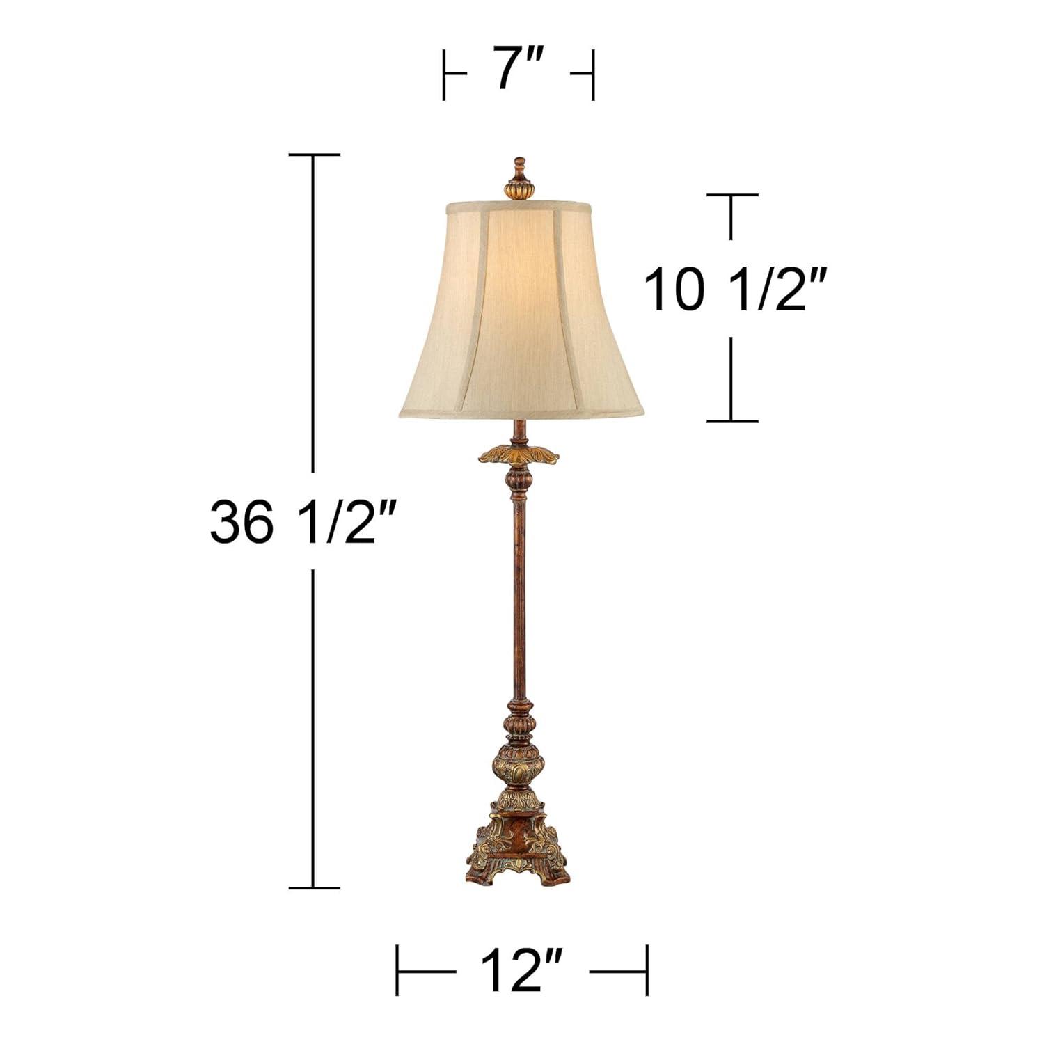 Regency Hill Juliette 36 1/2" Tall Skinny Large Buffet Traditional End Table Lamps Set of 2 Brown Light Bronze Finish Living Room Bedroom Bedside