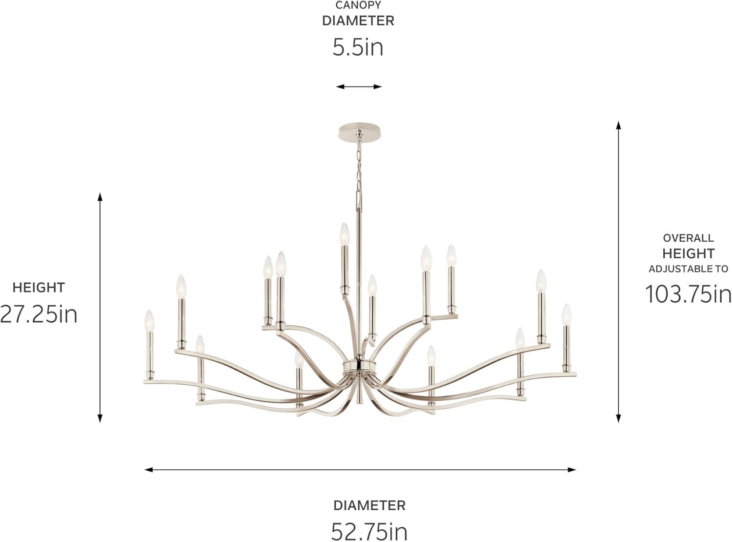 Kichler 52698 Malene 14 Light 53" Wide Taper Candle Style Chandelier - Nickel