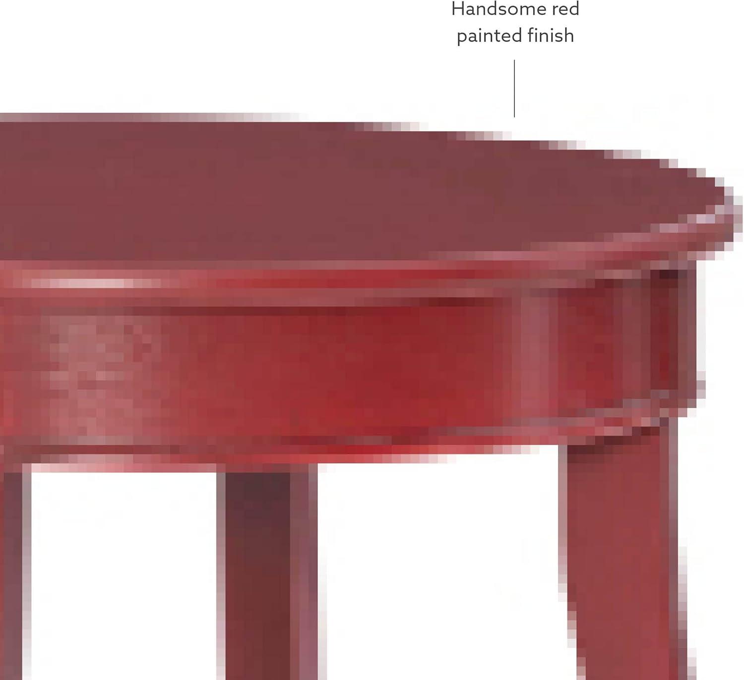 Round Accent Side Table with Shelf, Red