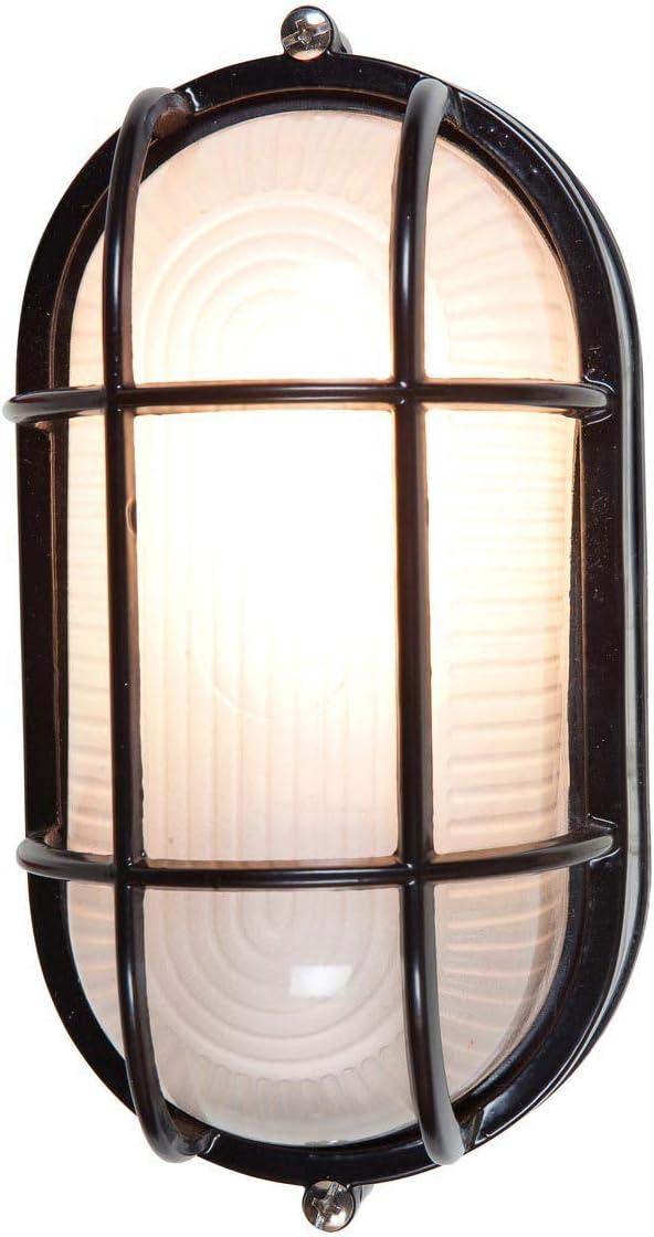 Nauticus Black Frosted Glass Outdoor Wall Light