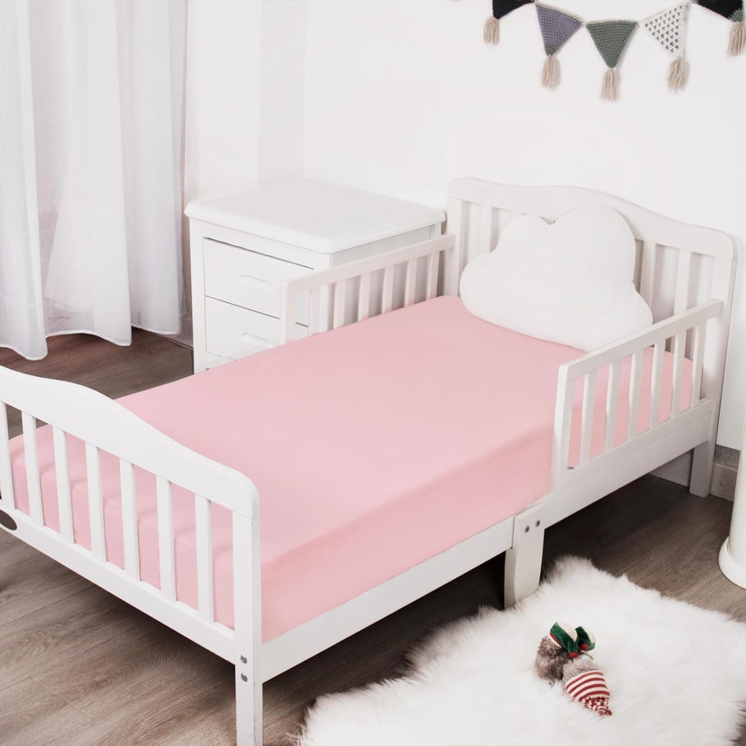 The Peanutshell Fitted Crib Sheet Set for Baby Girls, Daisy, 4 Pack | Pink, Mauve