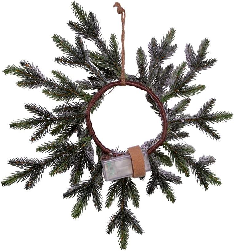 Festive Flocked Pine 18" Wreath with Warm White LED Lights