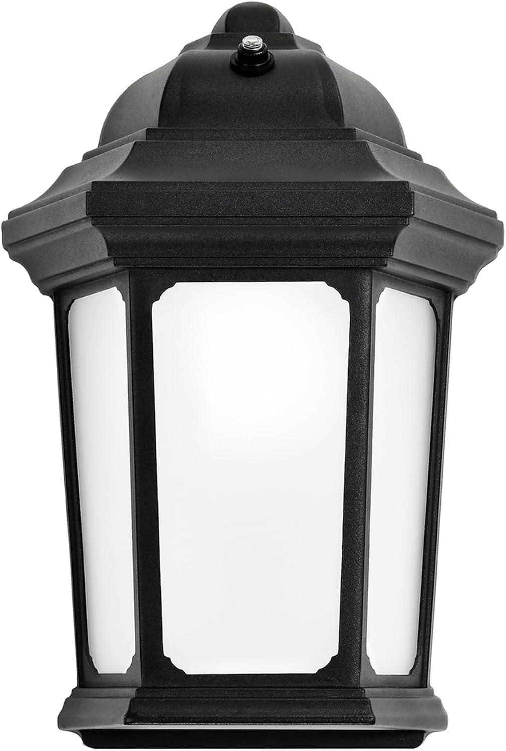 Black Aluminum LED Outdoor Wall Lantern with Frosted Glass