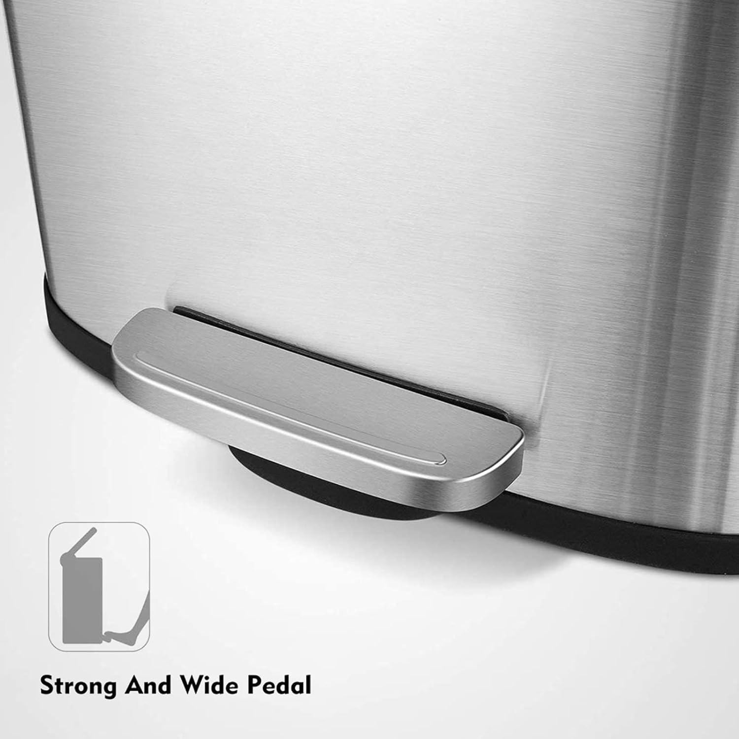 8 Gallon Brushed Stainless Steel Step-On Trash Can