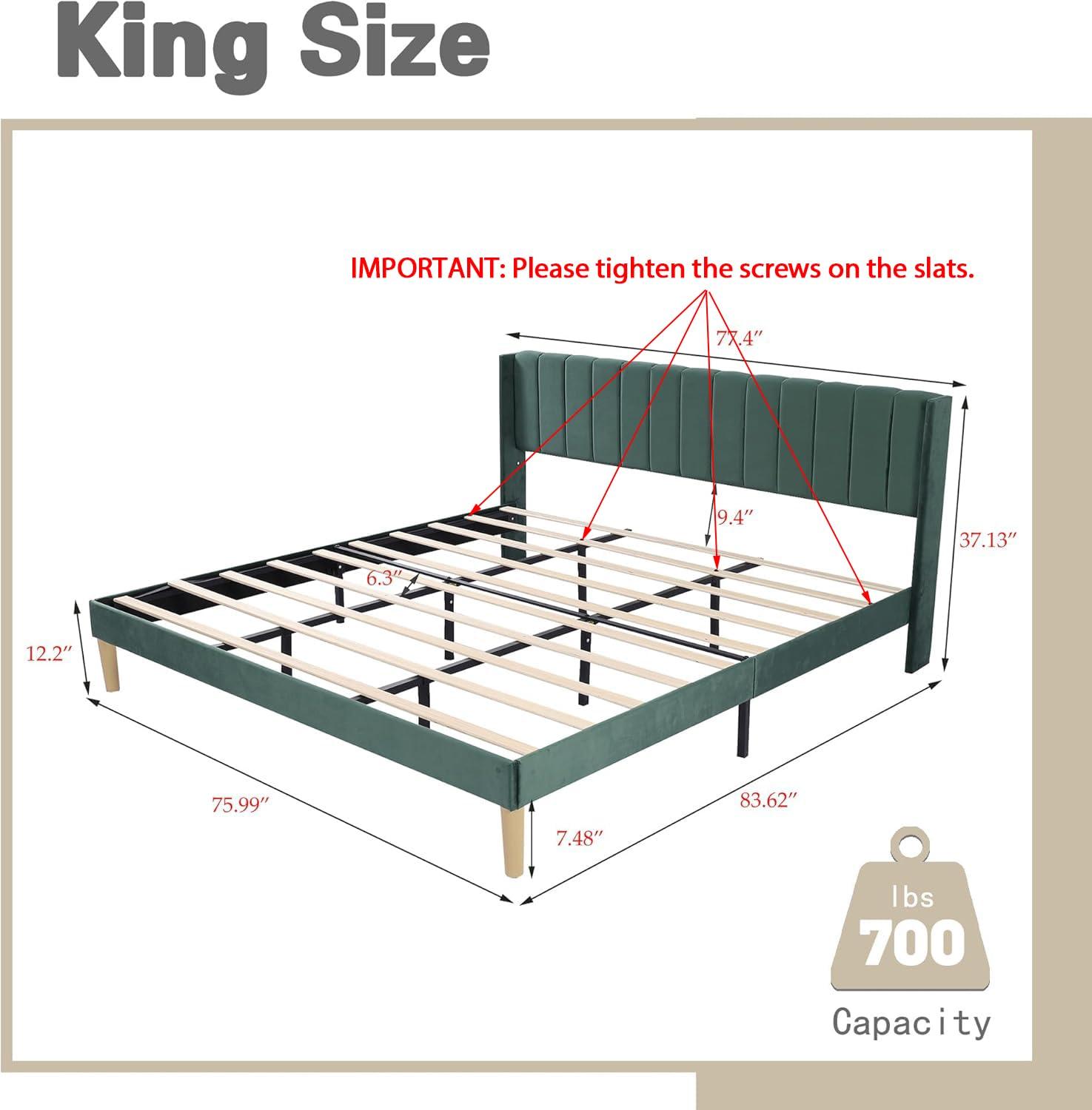 Wade Logan® Eriksay Low Profile Upholstered Platform Bed with Wingback Headboard