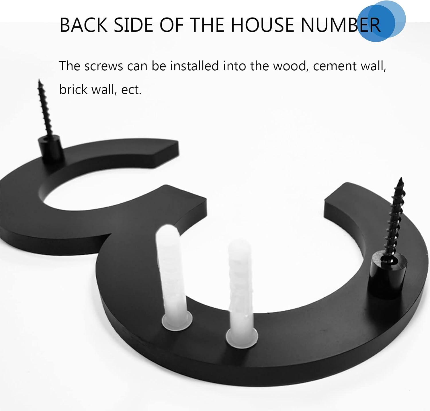 8inch Modern Floating House Numbers Large Black Shadow Home Address Garage Gate