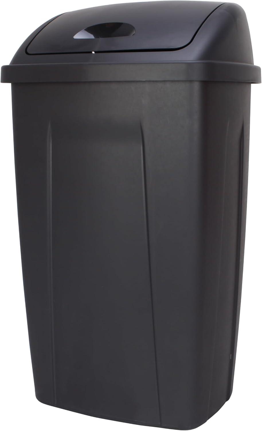 Mainstays 13 Gallon Trash Can, Plastic Swing Top Kitchen Garbage Trash Can, Black