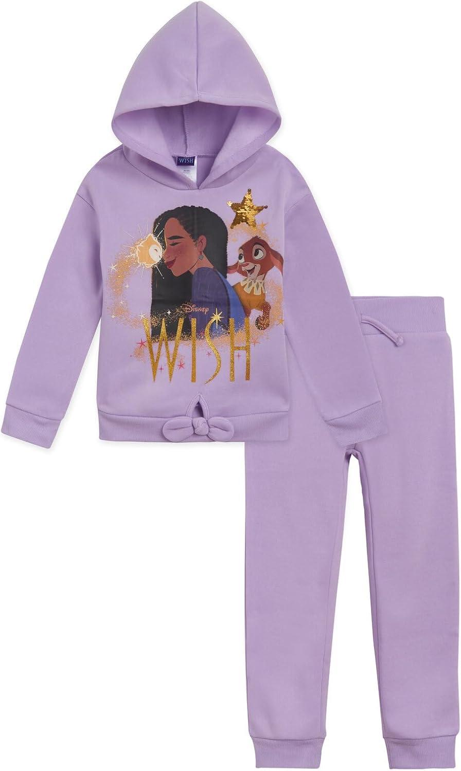 Disney Wish Asha Star Little Girls Fleece Pullover Hoodie and Jogger Pants Set Purple 6