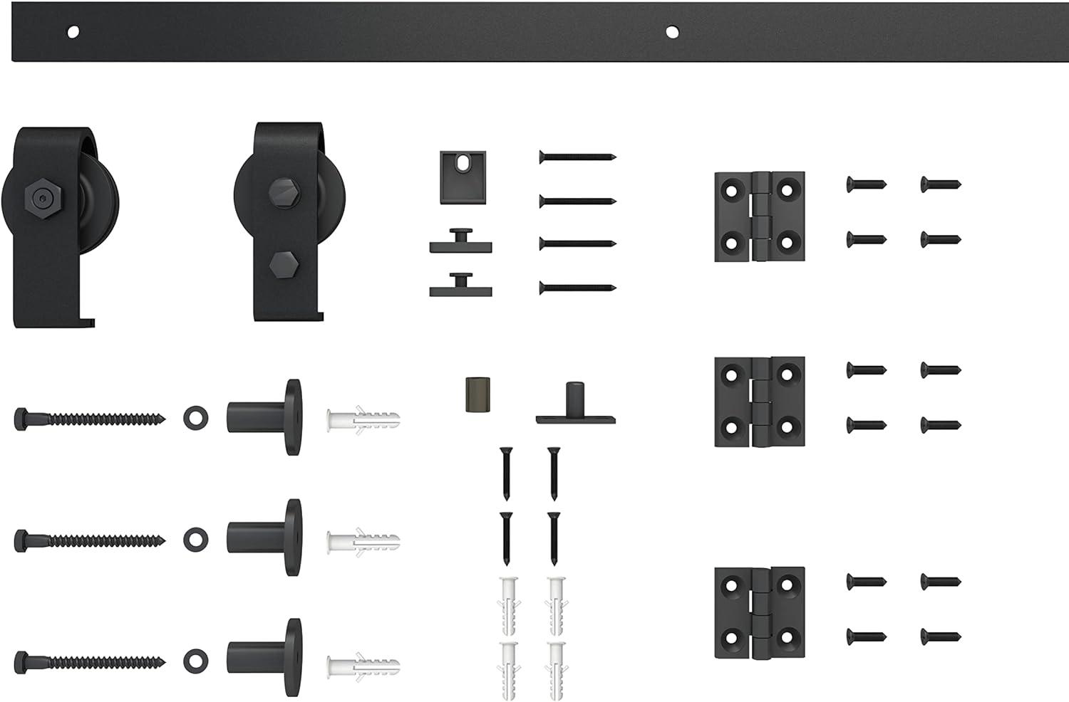 36 in. x 80 in. Black MDF Bi-Fold Barn Door with Hardware