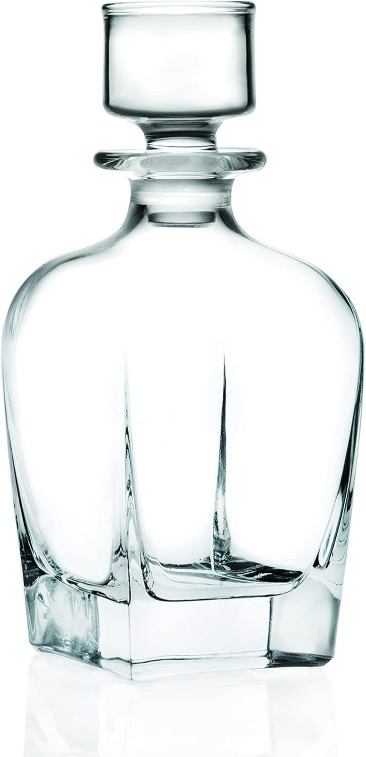 Elegant Clear Glass Whiskey Decanter with Stopper, 27oz