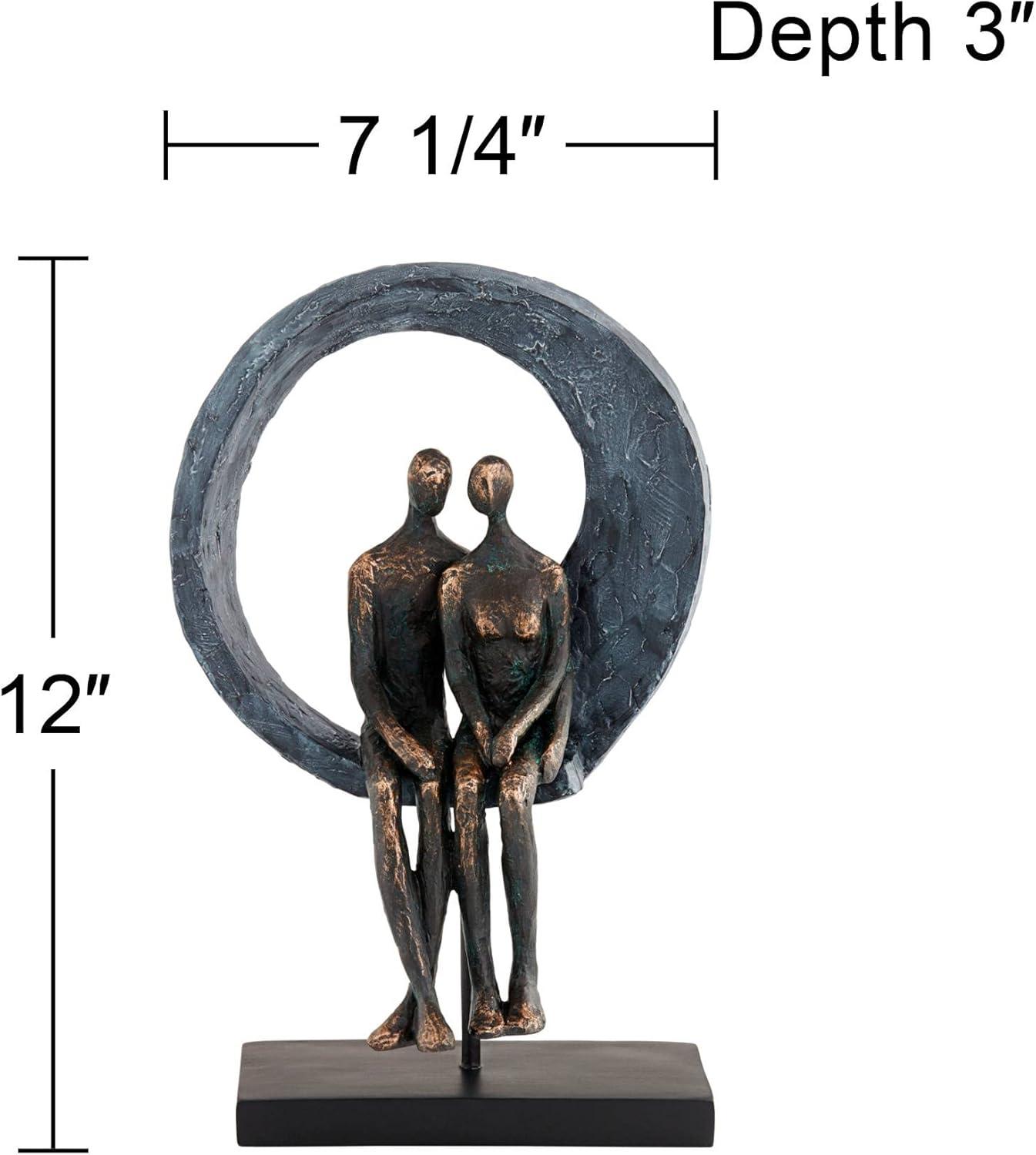 Studio 55D Abstract Couple 12" High Antique Brass Sculpture