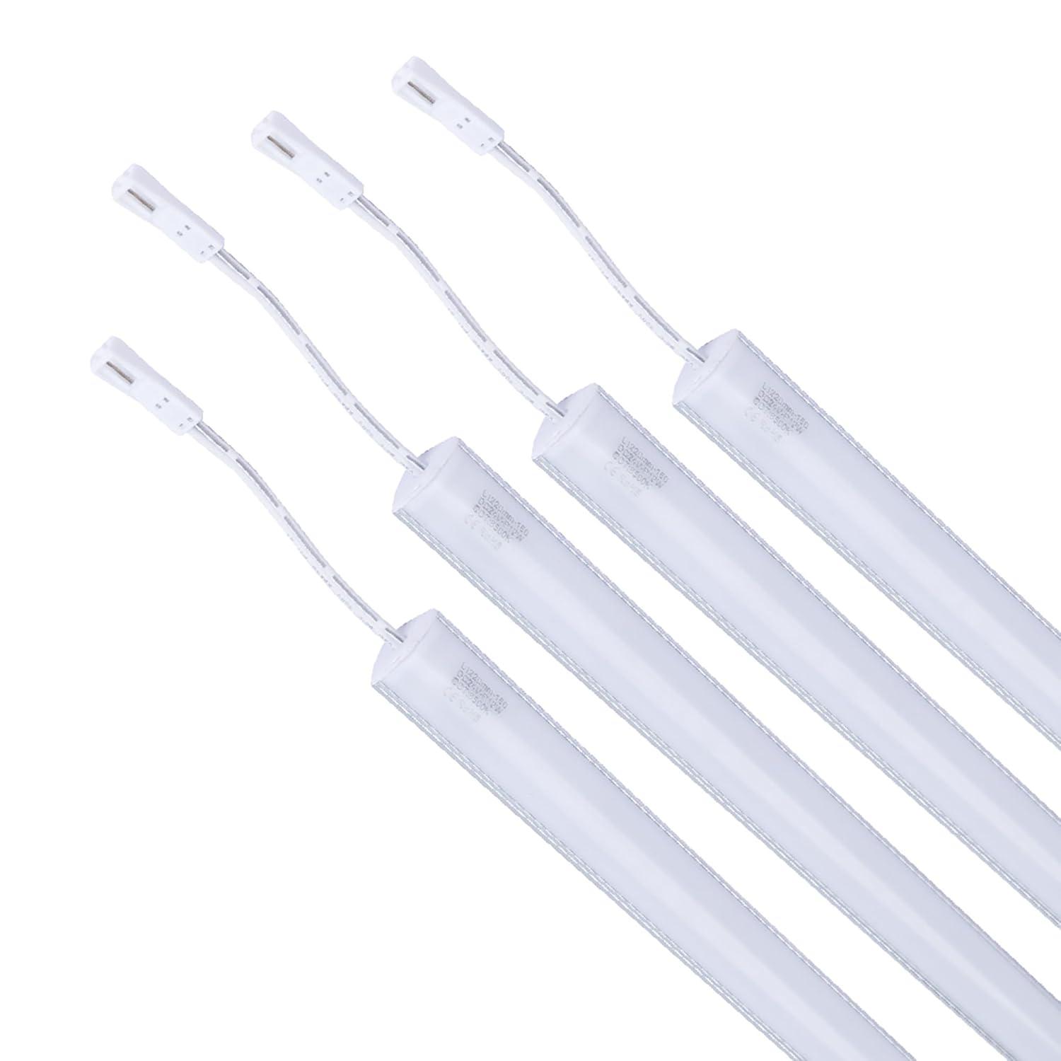 Gondola LED Shelf Lighting, 6500K Shelf LED Lights with Opalescent PC Cover, 50,000-Hour LED Shelf Lights for Supermarkets, Magnetic 4-ft Strip, 24V Adapter, 4-Pack Shelf Light, V-Shape