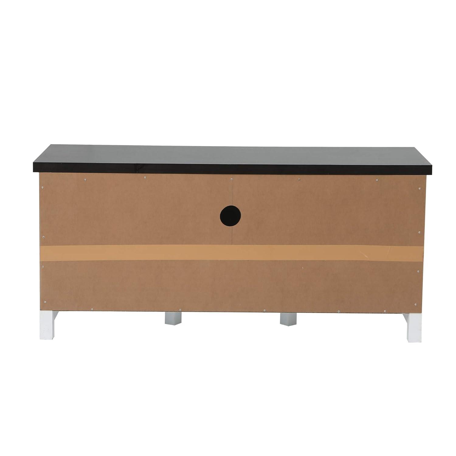 LuxenHome Modern Farmhouse White with Dark Brown 47.3" Wide TV Stand for TVs Up To 55-Inch