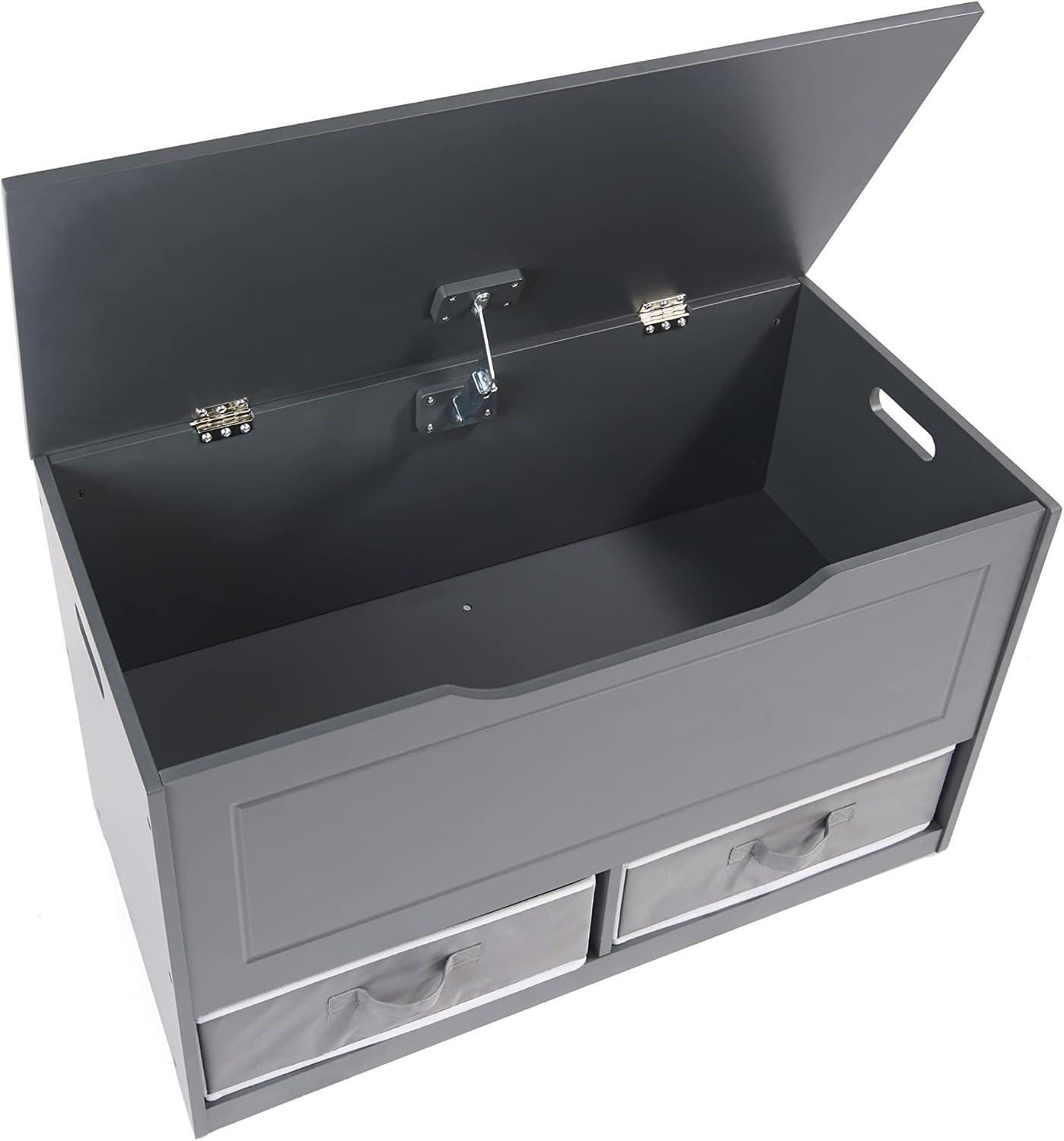 Badger Basket Kid's Up and Down Toy Box and Storage Bench 3.8 Cu ft. - Charcoal