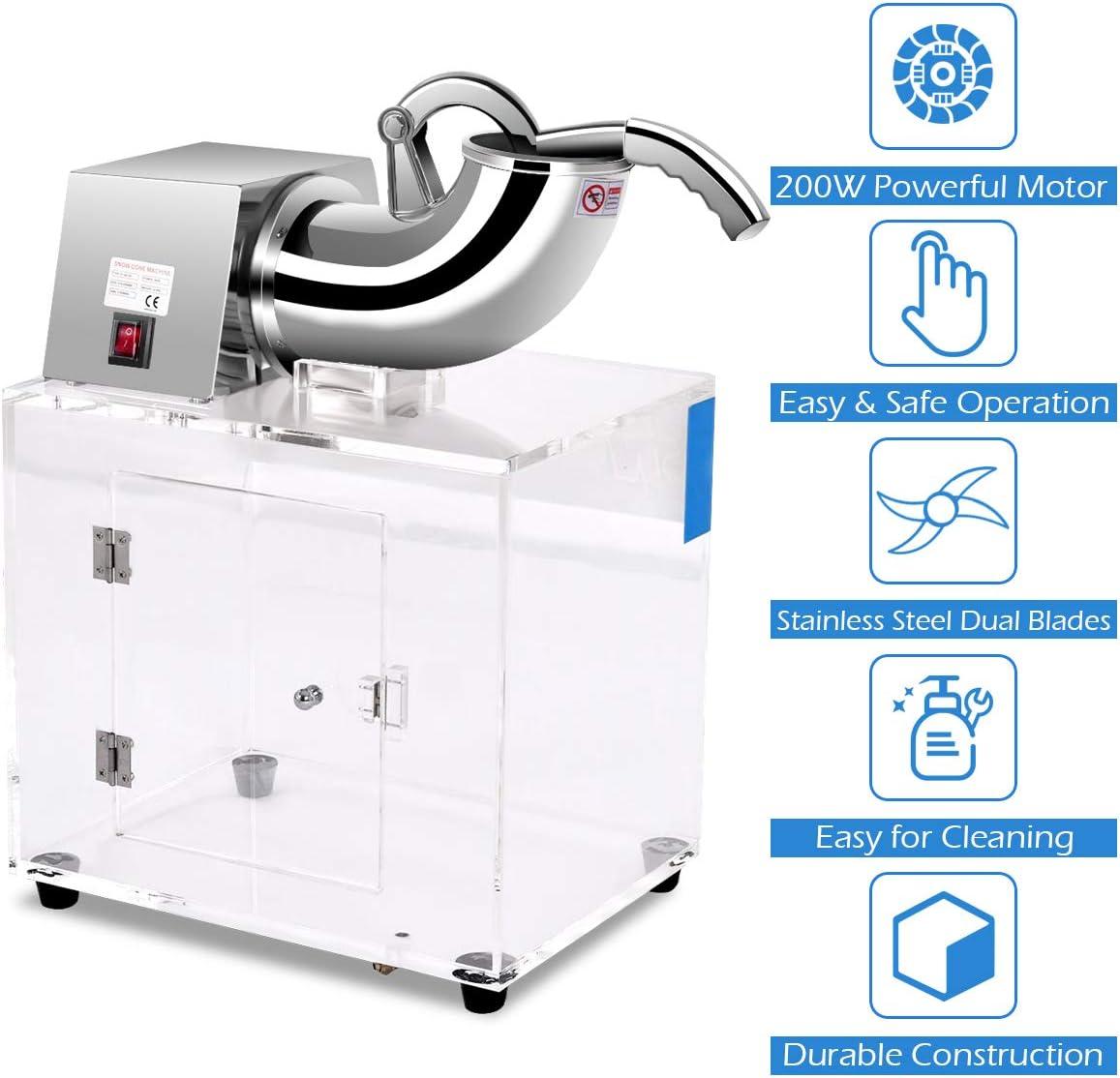 Costzon Commercial Snow Cone Machine, 440lbs/H Stainless Steel Ice Shaver with Dual Blades, 110V Electric Snow Cone Maker, Shaved Ice Machine with Safety On/Off Switch for Home, Party, Restaurant, Bar