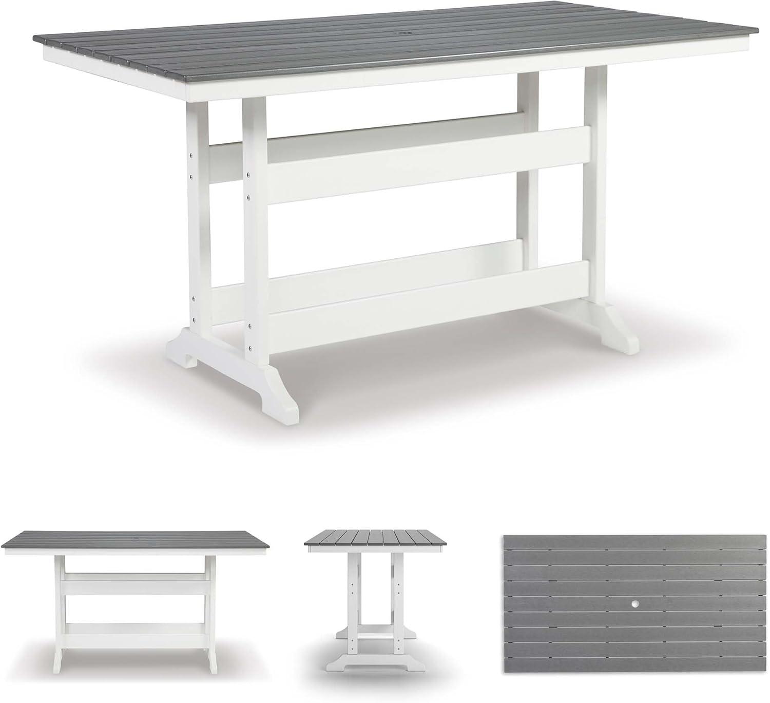 Ashley Furniture Transville Outdoor Plastic Dining Table in Gray and White