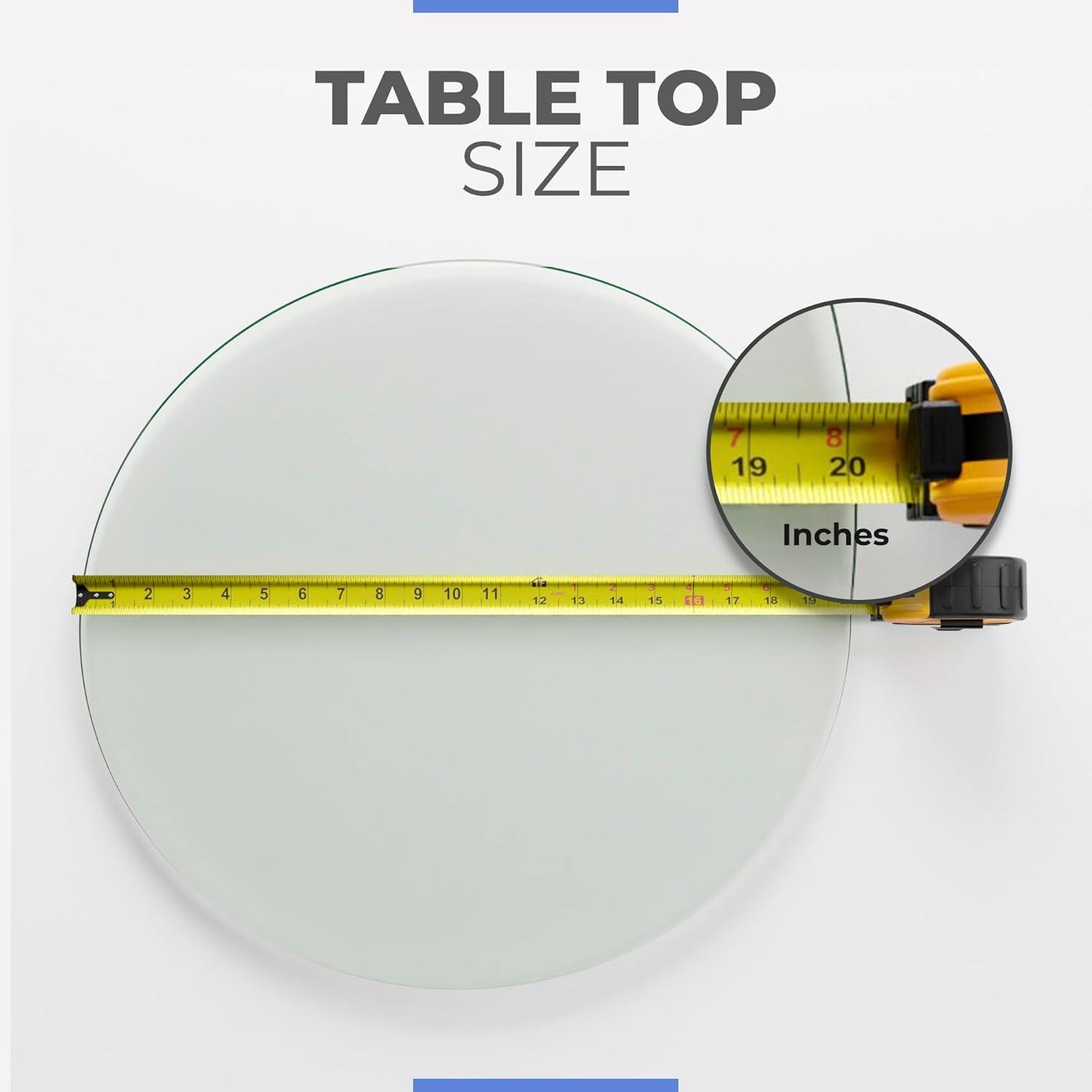 Dulles Glass 20" Round Table Top 3/8" Thick, Pencil Polished Tempered Glass for Indoor Dining or Outdoor Patio, 11 Pounds