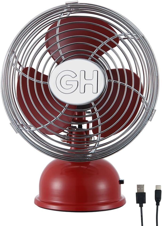 Crimson All-Metal USB-Powered 5" Oscillating Table Fan