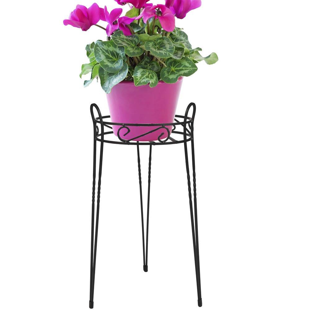 Elegant Canterbury Scroll 21" Black Steel Oval Plant Stand