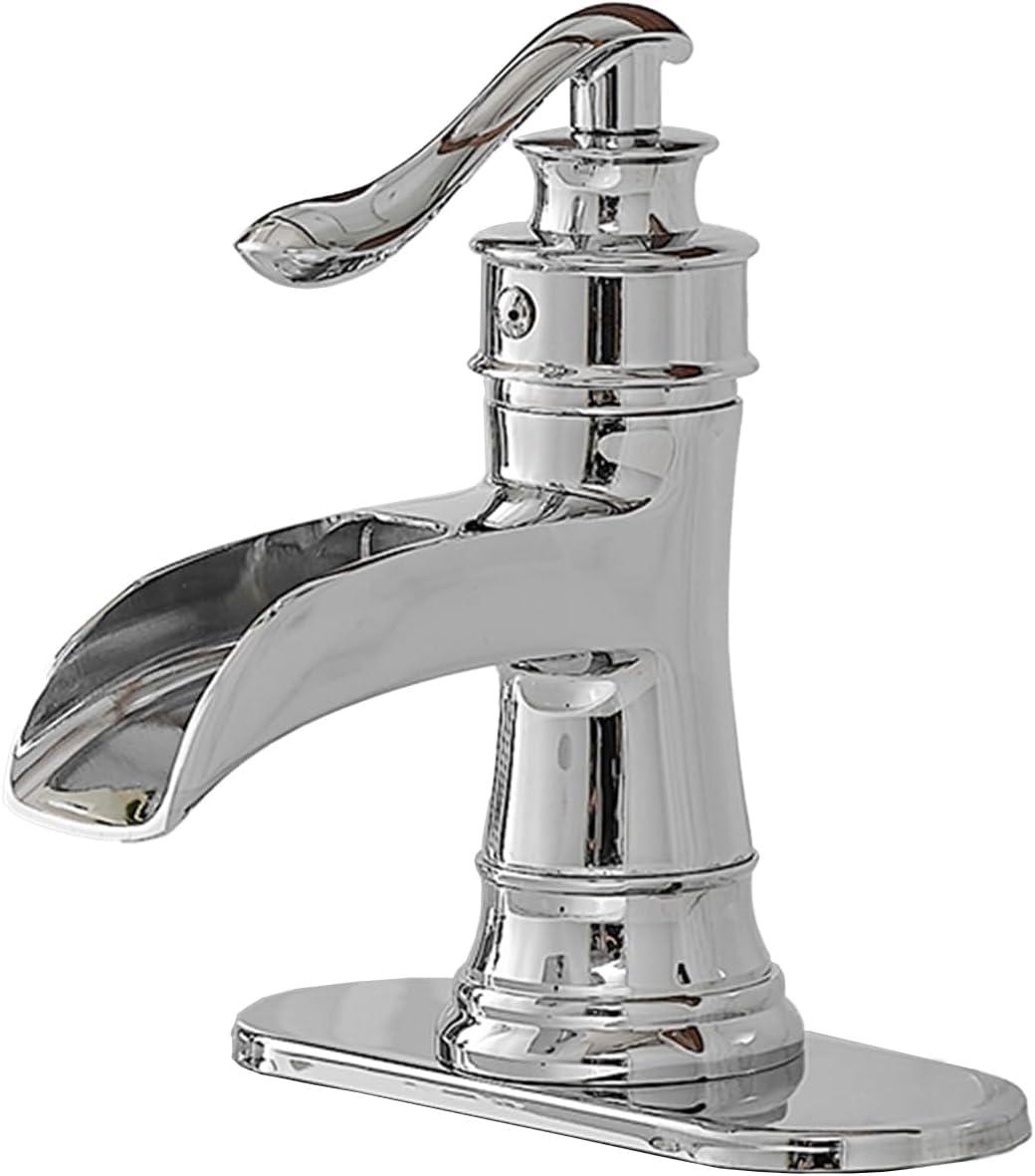 Chrome Single-Handle Waterfall Bathroom Faucet