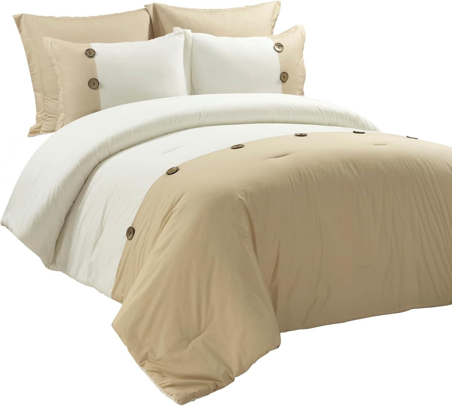 Lush Décor 5pc Linen Button Comforter Set