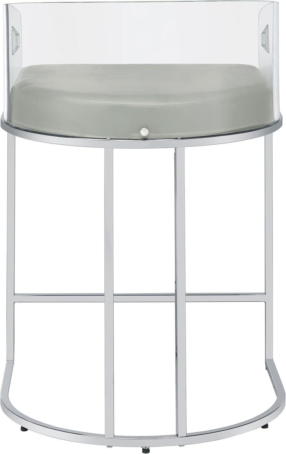 Coaster Faux Leather Counter Height Stools with Acrylic Back in Gray