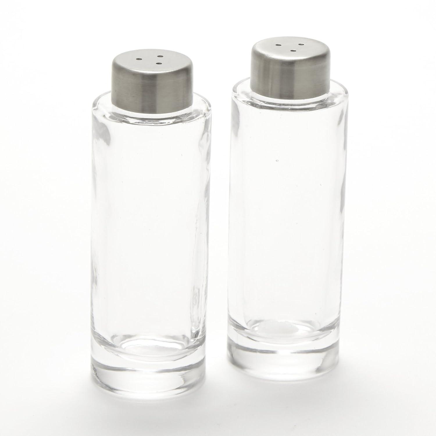 Clear Glass and Stainless Steel Salt and Pepper Shaker Set