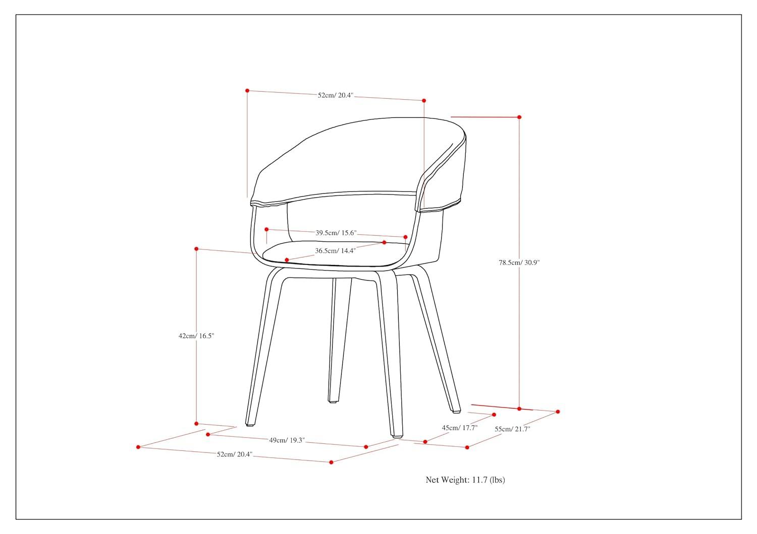 Simpli Home Lowell Bentwood Upholstered Dining Chair with Curved Backrest in Mid-Century Modern Style