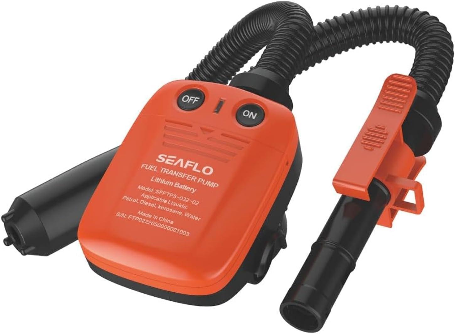 SEAFLO Fuel Pump Transfer Pump (Flow Rate 2.3 GPM - 3.1 GPM) with Hose Suction Pipe Length (18”/ 465mm) and Flexible Discharge Hose Length: 41”/ 1050mm