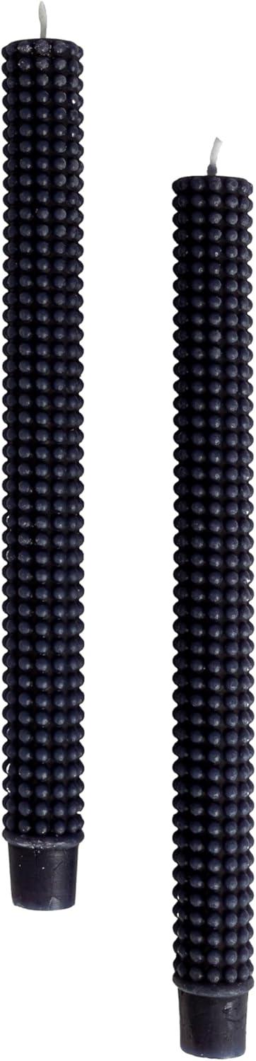Creative Co-Op Hobnail Taper Candles in Box, Navy Blue, Set of 2
