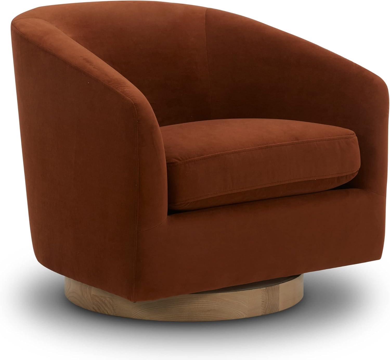 Nereus Dark Gray Fabric Swivel Accent Arm Chair with Wood Base
