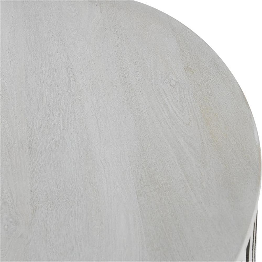 Sunbleached Gray Round Mango Wood Lift-Top Coffee Table with Storage