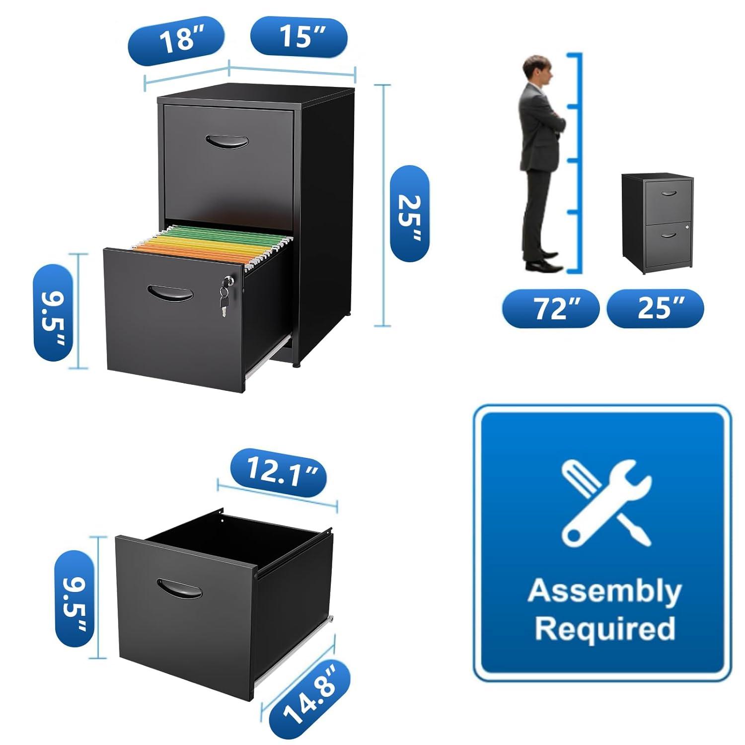 Inbox Zero 2 Drawer File Cabinet With Lock Metal Vertical File Cabinet | Wayfair