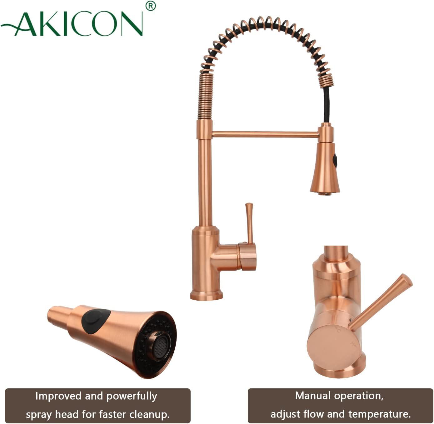 Copper Brushed Pull-Down Kitchen Faucet with Spray