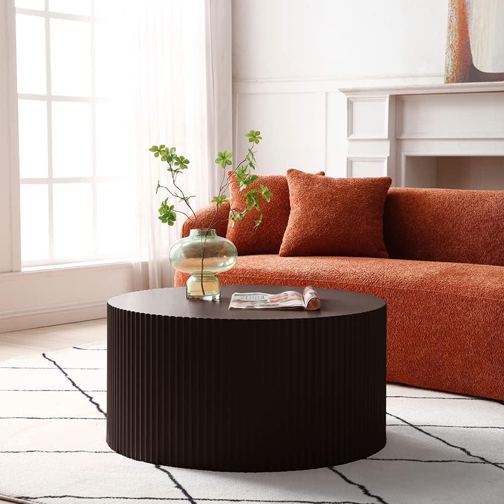 MCPRST Nesting Coffee Table Set of 2, Handcraft Round Coffee Table with Small End Table, Solid Wood Accent Table for Living Room Bedroom Apartment, Walnut