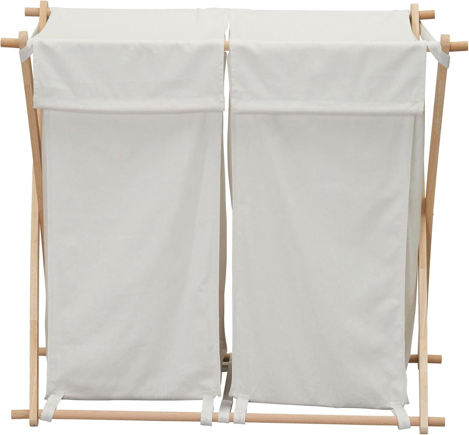 Household Essentials Wood X-Frame Double Sorter White: Removable Liner, 40 lb Capacity, Clothes Drying Rack