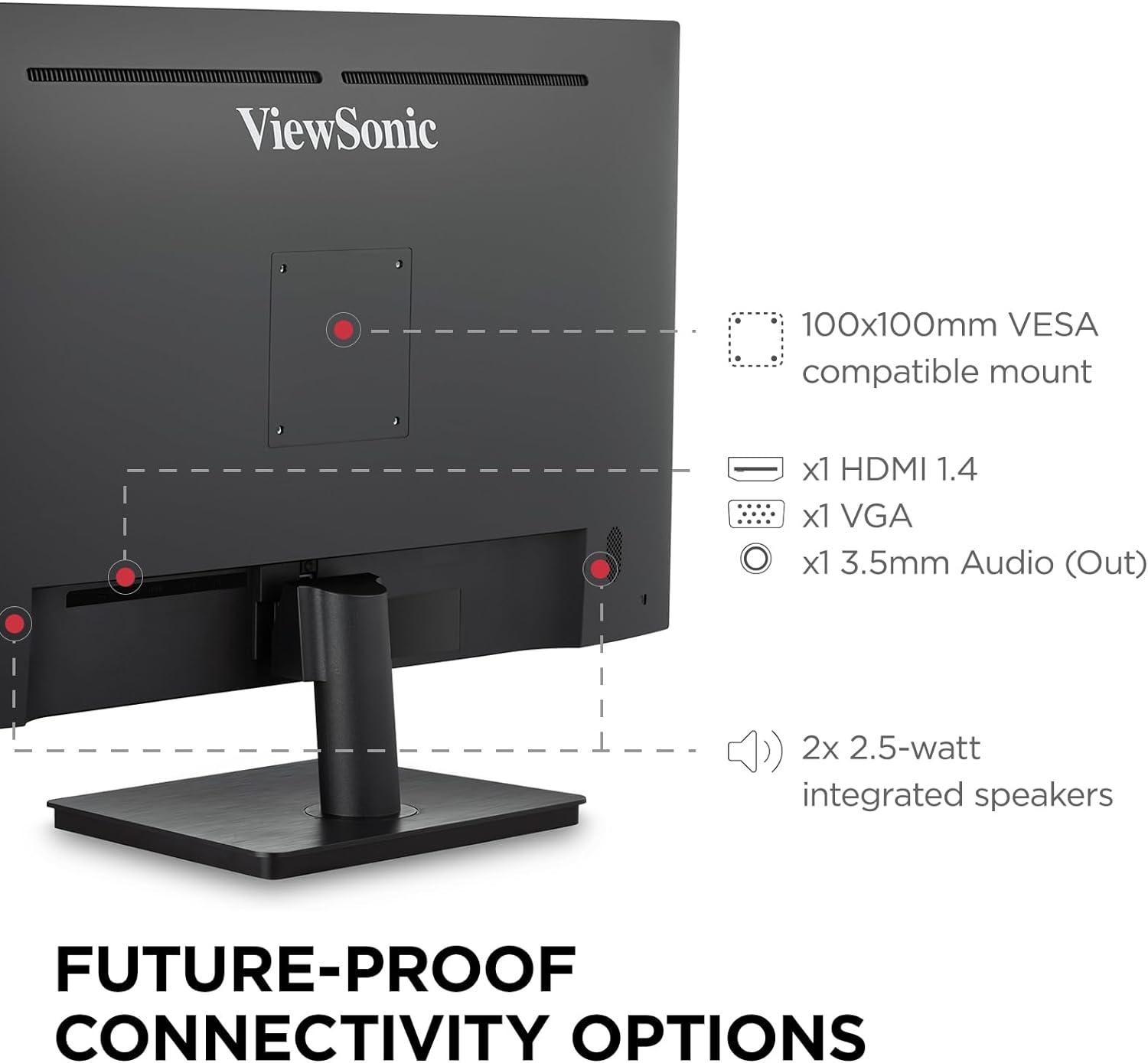 ViewSonic VA3209M 32 Inch IPS Full HD 1080p Monitor with Frameless Design, 75 Hz, Dual Speakers, HDMI, and VGA Inputs for Home and Office.