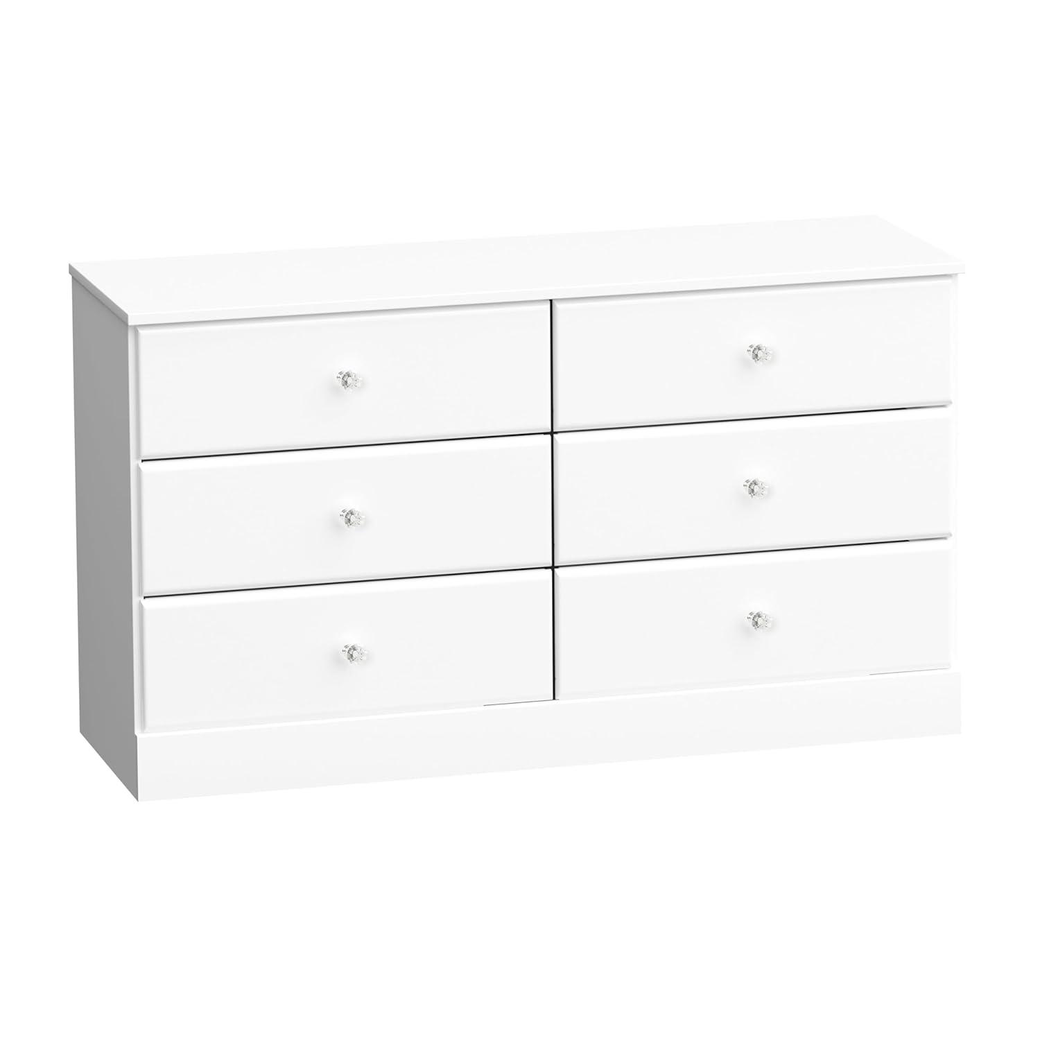 Astrid 6 Drawer Dresser White - Prepac: Laminated Wood Composite, Easy-Glide, Safety Stops
