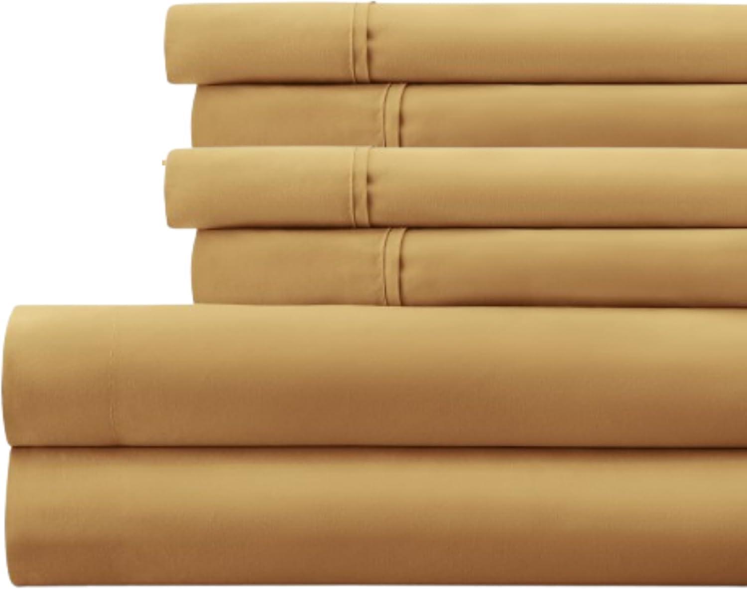 Linen Market Twin Sheet Set 4 Piece - Ultra Comfortable & Breathable Cooling Twin Bed Sheets - Deep Pocket & Wrinkle-Free Sheets Fits 16" Mattress - Extra Soft & Oeko-TEX Certified - Gold