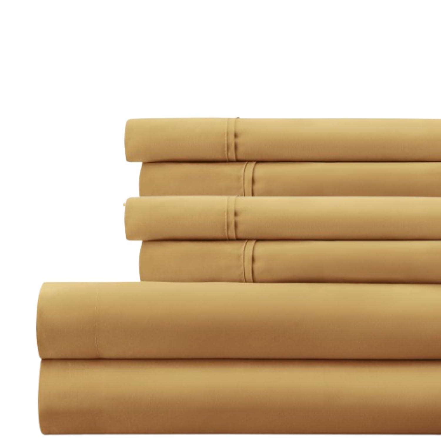 Twin, 3 Piece Solid Bed Sheet Set in Gold by Comfort Canopy