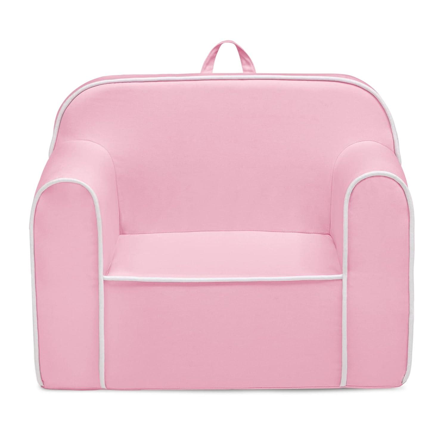 Delta Children Foam Snuggle Chair, Pink with White
