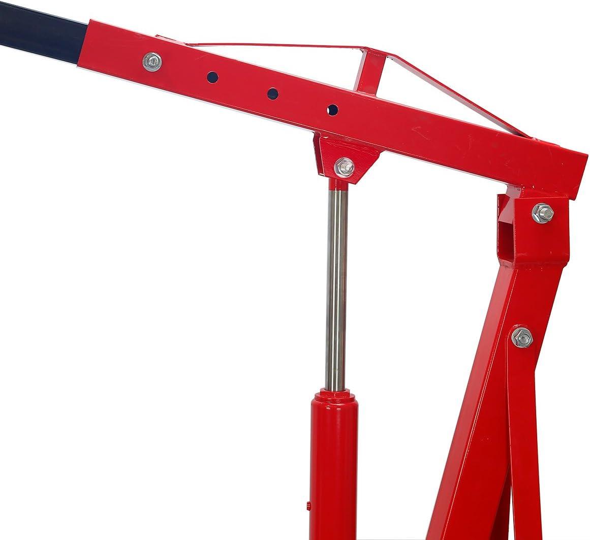 Stark 2 Ton Engine Hoist Stand Cherry Picker Ship Crane Lift Workshop Foldable Stand, Red