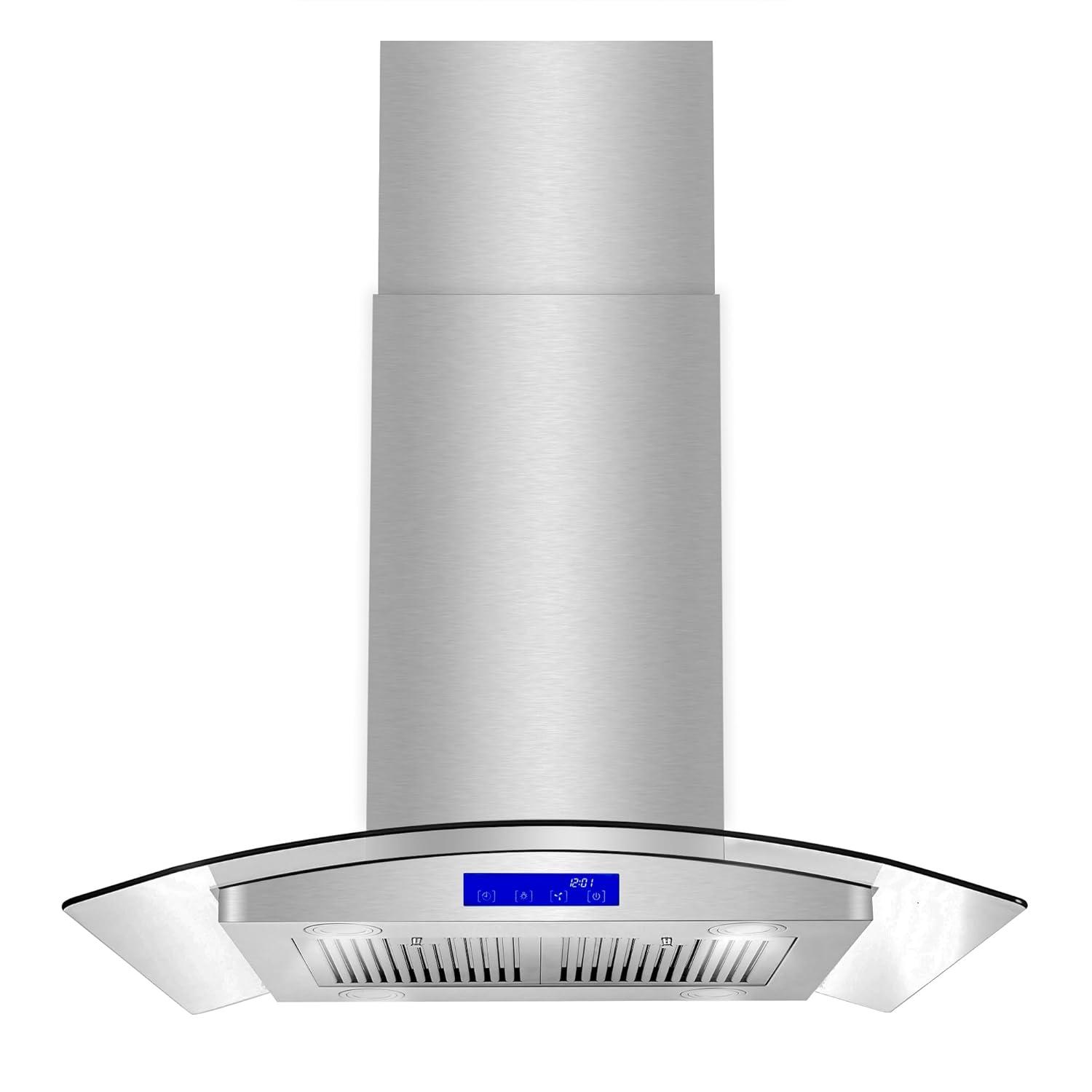 Cosmo 30 in. Ducted Island Range Hood in Stainless Steel with LED Lighting and Permanent Filters