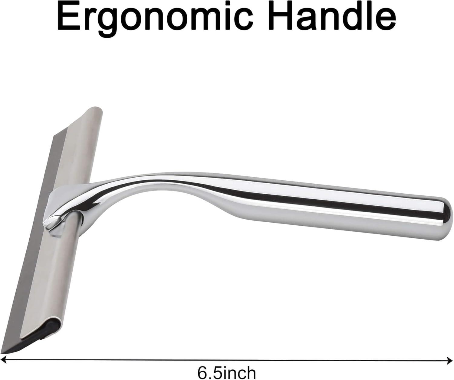 10-Inch Stainless Steel and Black Shower Squeegee