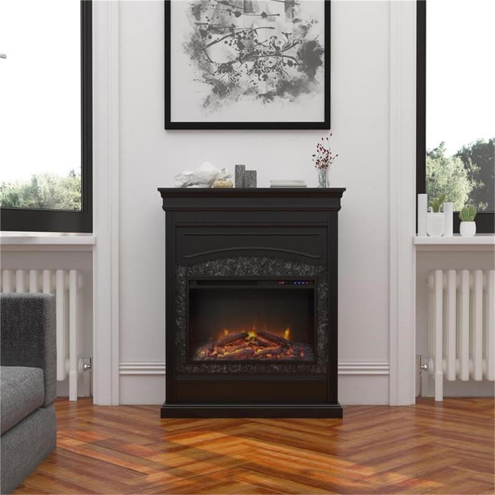 Lamont Black Electric Fireplace with 11 Heat Settings